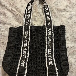 Karl Lagerfeld Black Crochet Tote